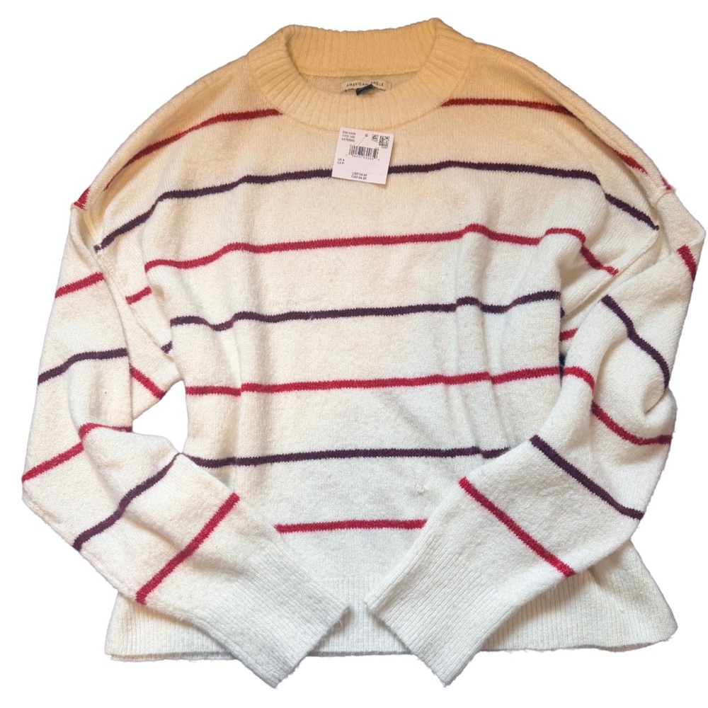 Women's American Eagle Striped Cream Sweater NWT Small